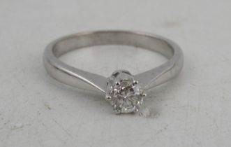 A modern 18ct white gold solitaire diamond ring, weight 3g, diamond approximately 0.25ct, colour J/K