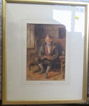 Charles H Weigall, watercolour, gentleman sitting in a tavern, 13ins x 9ins