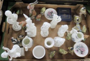 Two boxes of Royal Worcester figures, mainly blanks, together with other china