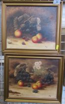 C. Davis, pair of oil on canvas, studies of fruit, 10ins x 12ins