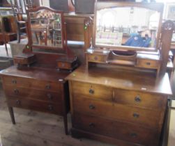 An Arts and Crafts style oak dressing table together with a mahogany dressing table, (Arts and