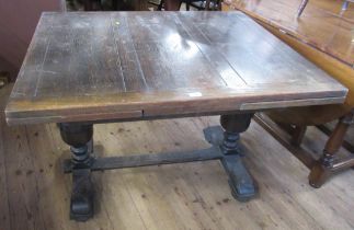 An oak drawer leaf table, length 72ins, width 36ins