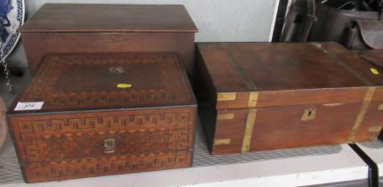 Two writing boxes and an oak box
