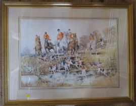 J Dennison, watercolour, hunting scene, 15ins x 20.5ins