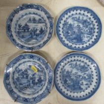 Two pairs of Oriental blue and white dishes, af, diameter 6.5ins