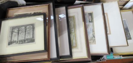 A collection of Antique prints, maps including Bedforshire, Woburn Abbey etc