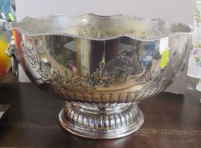 A silver plated punch bowl, diameter 13ins