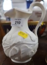 A Victorian, possible Minton parian jug, with embossed ivy decoration