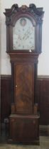 A 19th century mahogany long case clock, the painted arched dial inscribed Fernall Wrexham, with