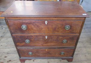 A 19th century mahogany chest of three graduated drawers,   35ins x 18ins  height 33ins   N3GTJ9BK