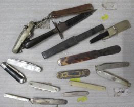 A collection of folding penknives