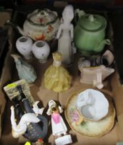 A box of china to include Royal Worcester figures