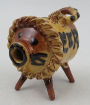 A Slipware pottery Queen Elizabeth Silver Jubilee lion moneybox, by Mary Wondrausch impressed