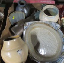 A box of 20th century Art Pottery items