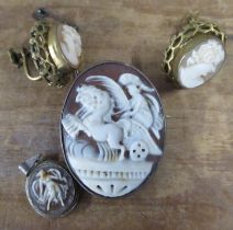 A collection of cameo set jewellery