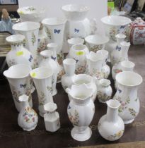 26 Ansley vases, all decorated in the Cottage Garden pattern