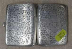 A silver cigarette case, with engraved decoration
