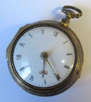 A Georgian gilt metal and tortoiseshell pair cased pocket watch, the movement engraved Jn. Frost