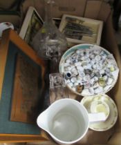A box of mixed china to include thimbles etc