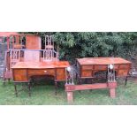 A 19th century/early 20th century bedroom suite, comprising dressing table, table, bedstead,