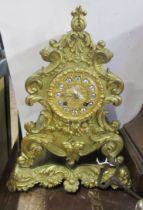 A French gilt metal cased mantel clock, height 11.5ins