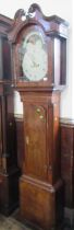 A 19th century mahogany long case clock the painted dial having moon phase and date aperture, height