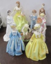 Eight Royal Worcester figures, and a Royal Doulton figure