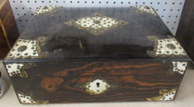 A 19th century coromandel wood box, with gilt metal mounts, lined interior, 11.5ins x 8.5ins, height