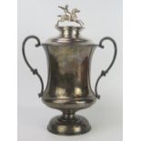 Indian Royal Presentation Silver Horse Racing Trophy _ the campagna shape with two s-scroll