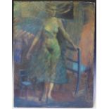 Woman in a see through dress, signed Kitaj and signed and dated 1951 verso, 73 x 56cm