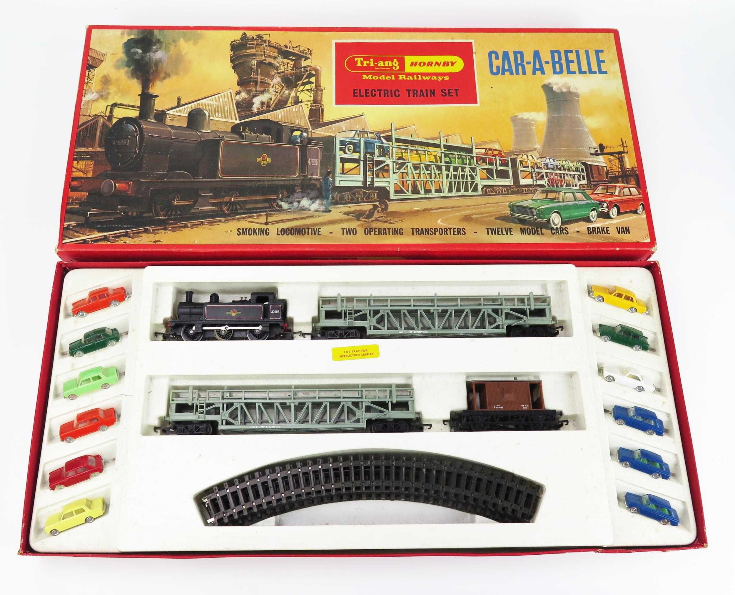 Triang Hornby OO Gauge RS62 Car-A-Belle Train Set with unusual white plastic tray, Class 3F Jinty