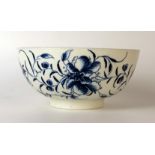 Late 18th Century Worcester Blue and White Slop Bowl, 15.5x7cm.