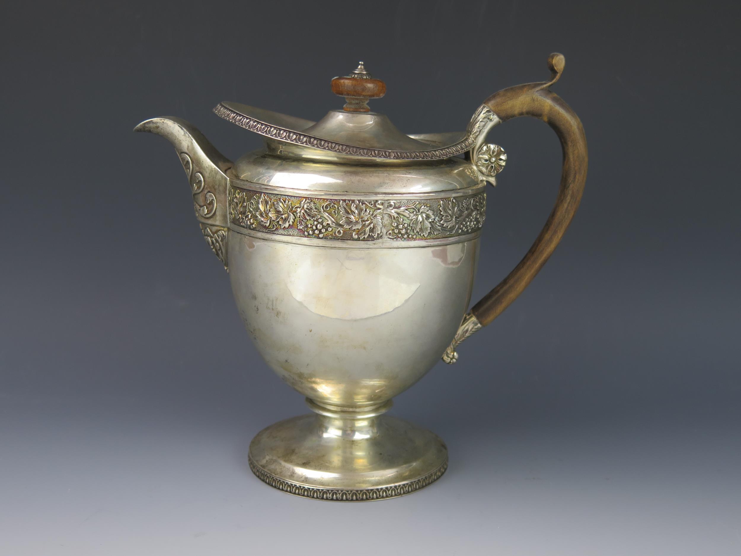A George III silver coffee pot, maker Rebecca Emes & Edward Barnard I, London, 1812, of ovoid form