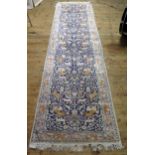 A mid 20th Century Kashmir Silk Runner, carpet, 360x91cm