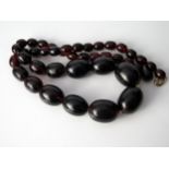 Faux Amber Bead Necklace, largest bead 27x21mm, 25" (64cm), 89.6g