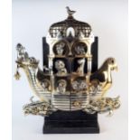 Frank Meisler (Israeli 1929-2018), Noah's Ark sculpture in gilt and silver plate with granite