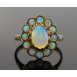 Opal Cluster Ring in a 9ct hallmarked setting, 17x14.5mm head, size P.25, 3.6g