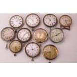 A collection of assorted dashboard and travel timepieces, various sizes, (11).