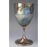 A Victorian, silver goblet, maker James Dixon & Sons Ltd, Sheffield, 1898, the bowl with half reeded