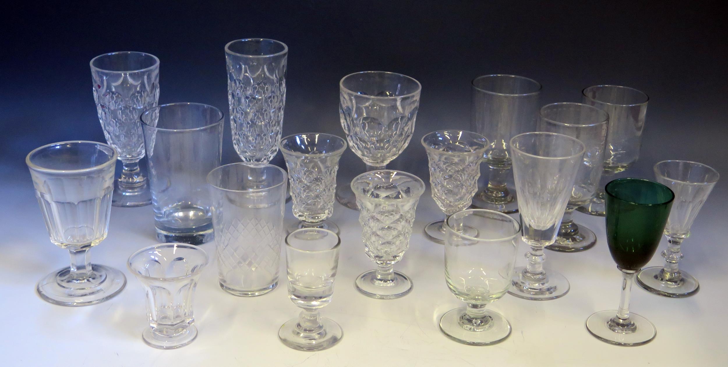 A collection of 19th century and later drinking glasses including rummers, wine glasses, tumblers, - Image 3 of 3