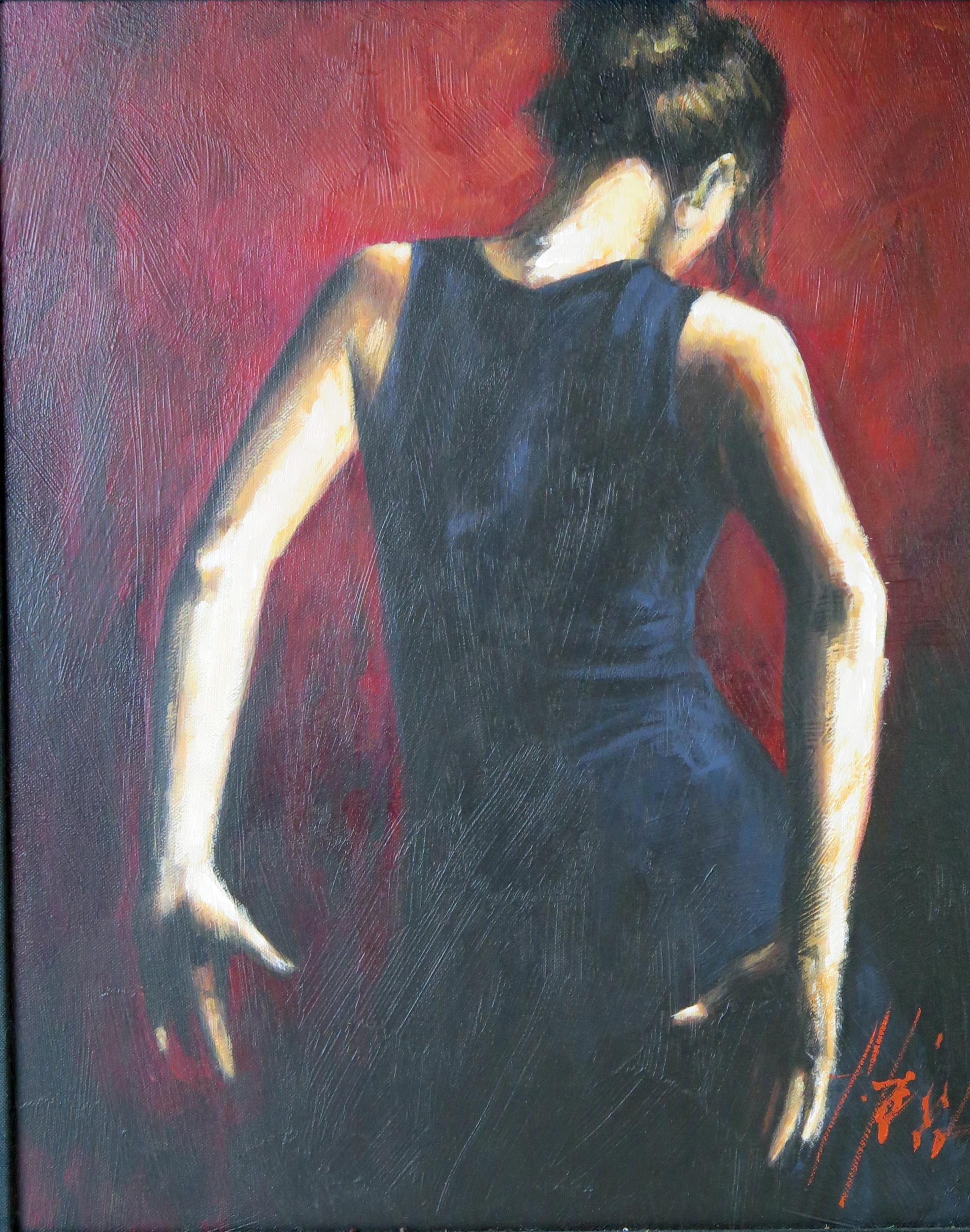 Fabian Perez, El Baile del Flamenco en Rojo II, original acrylic on canvas, signed and titled verso, - Image 2 of 6