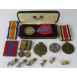 An Elizabeth II Imperial Service Medal to Joseph Burrell, cased, World War I miniature pair,