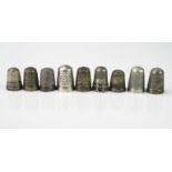 A small collection of silver and plated thimbles, various makers and dates, total weight of silver