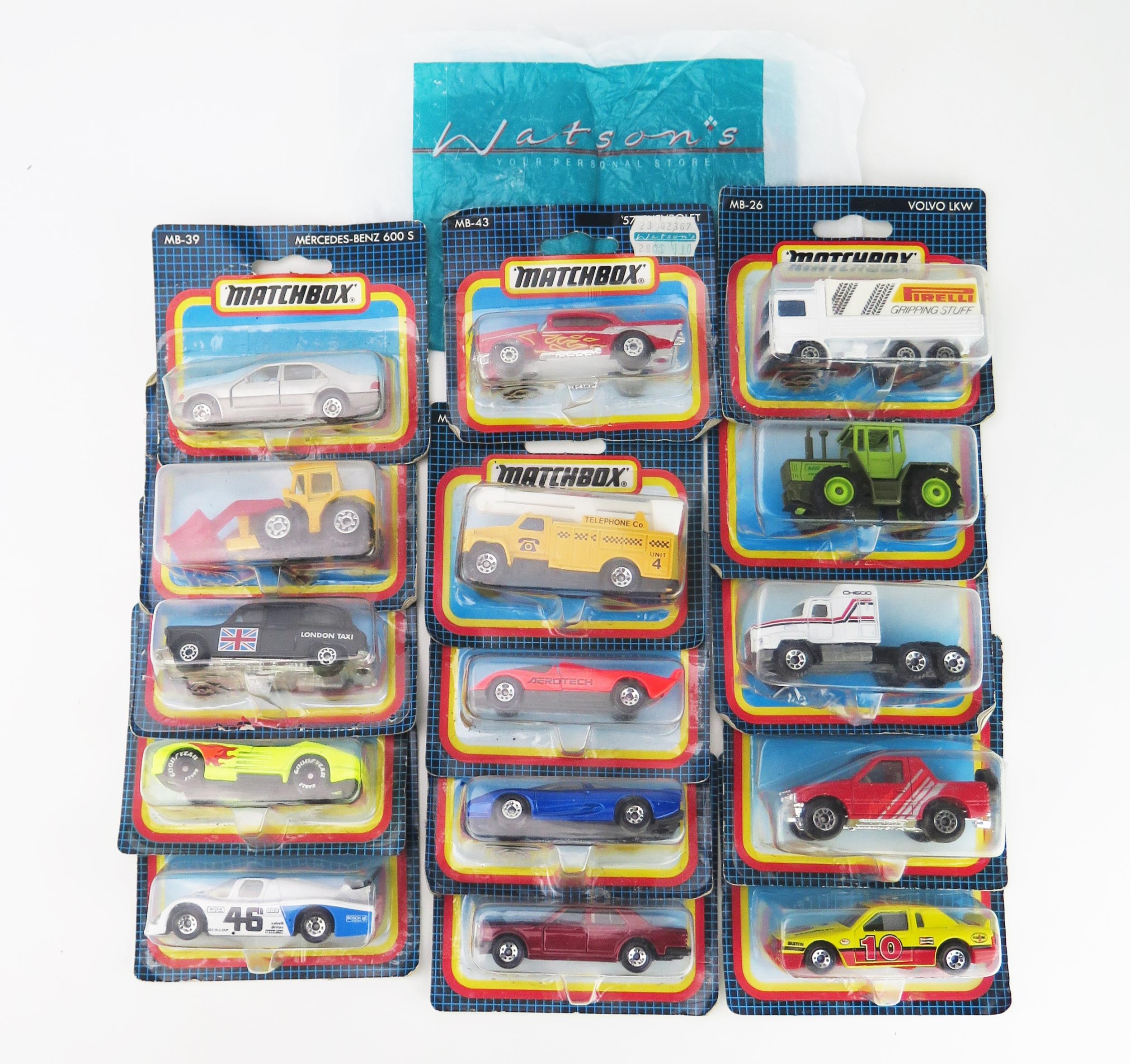 Matchbox Post-Lesney Superfast Group of 15 including 43 57' Chevy, 39 Mercedes 600 S, Rolls-Royce,