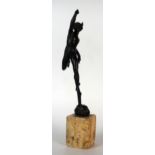 Bronze Sculpture of Mercury or Hermes standing on the North wind and on a marble base, 30cm tall (