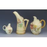 A Royal Worcester blush ivory cream fug, of ovoid form, decorated with floral sprays with gilded