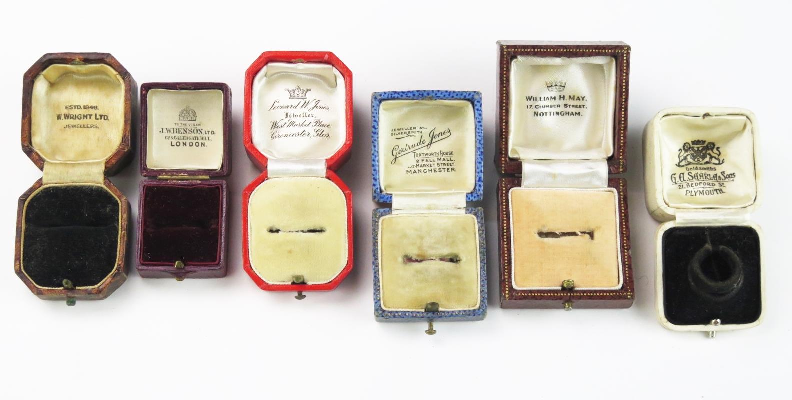 A Collection Six of Mid 20th Century Ring/ Jewellery Boxes, to include a red leather 1937 Coronation - Image 2 of 2