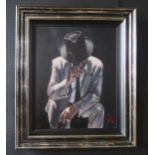 Fabian Perez, Smoking Under The Light with White Suit, limited edition hand finished giclée print