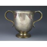 A George II silver twin handled loving cup, makers mark worn, London, 1729, initialled, with