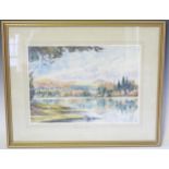 Ray Balkwill (Exmouth artist), Burrator Reservoir, watercolour, 53x43cm including glazed frame